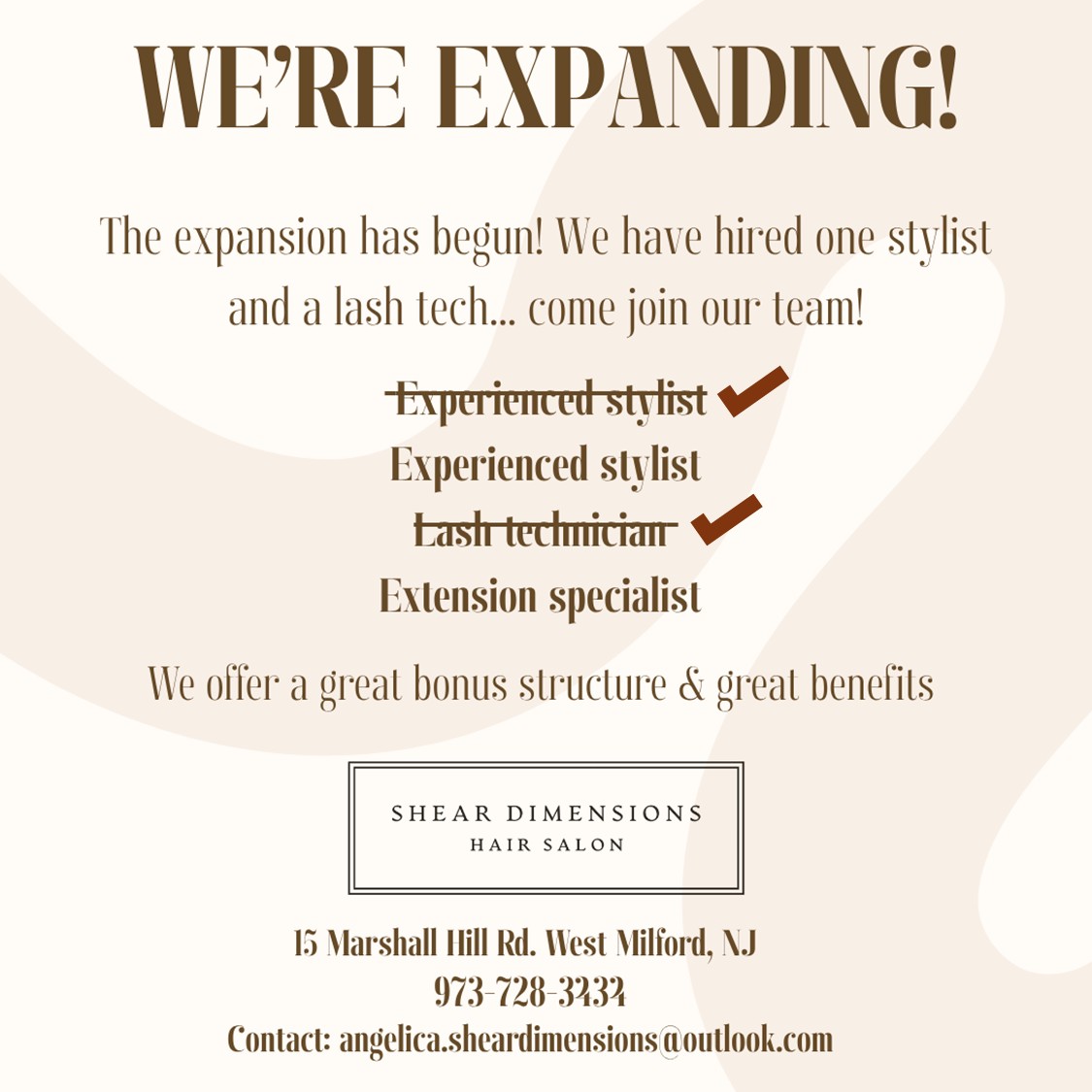 We expanding and have great career opportunties